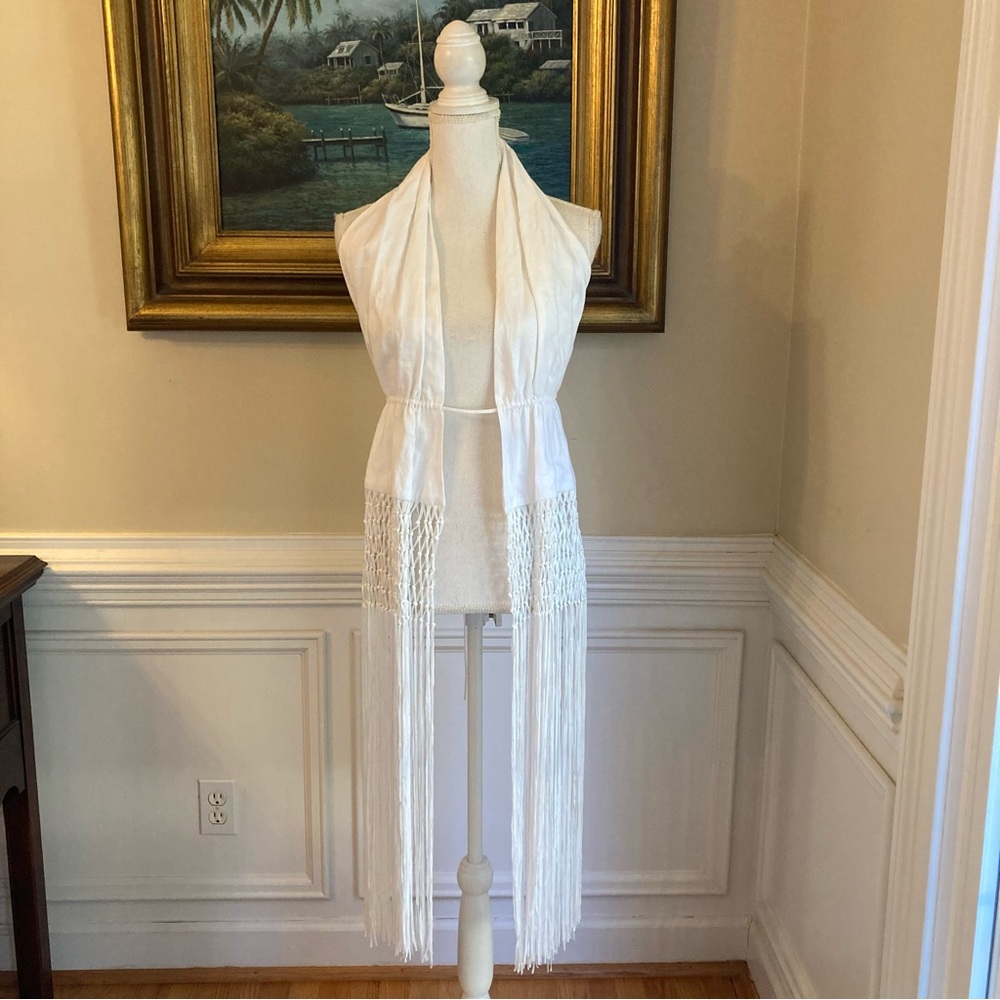 ZARA White Linen Macrame Eonen Backless Halter Top NWT - Picture 3 of 16